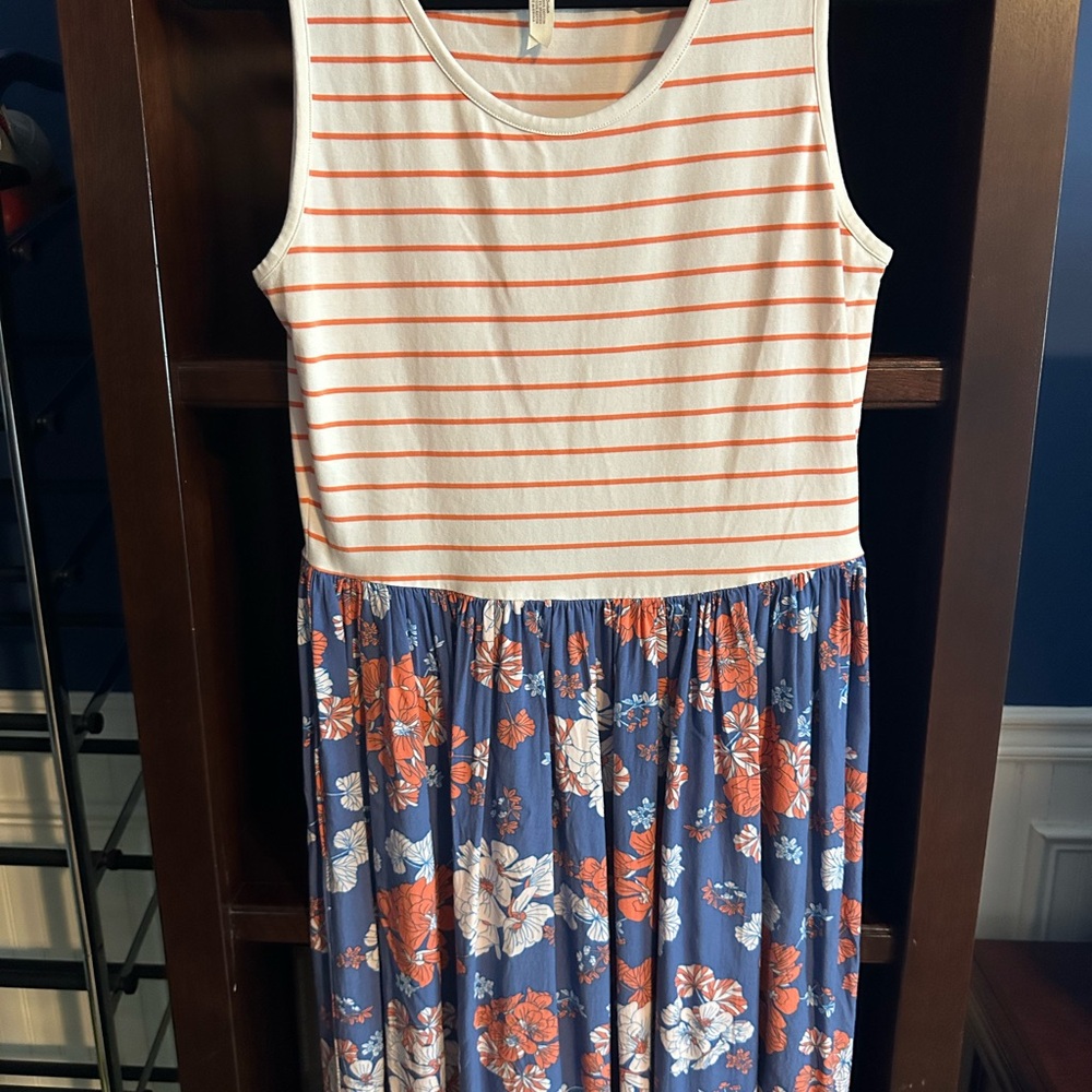 Matilda Jane Orange and Blue Midi Sundress
